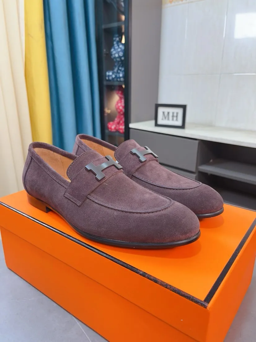 Men's shoes 💰560🌹🌹Niuli "HERMES" Hermès business leather shoes, original factory configuration, original imported cowhide upper + luxury hardware logo + fully imported original customized cowhide lining, sole: rubber wear-resistant outsole, difficult craftsmanship, original factory follow-up goods, 🔍🔍high quality code number: 38-44 45 can be customized